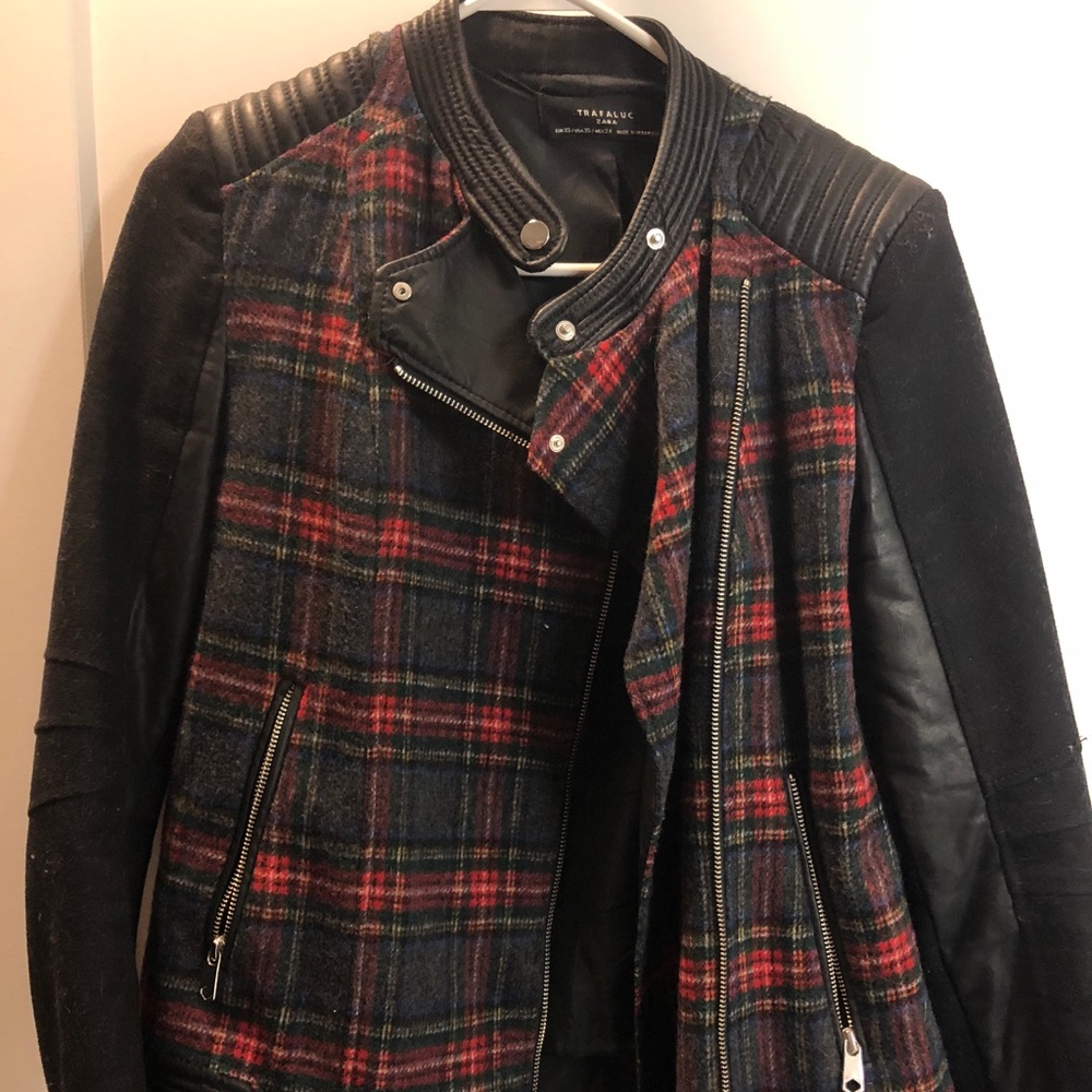 Zara plaid motorcycle jacket
